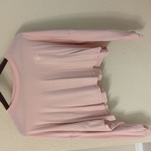 Pink Long Sleeve Crop Activewear Top